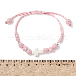 Bracelets à maillons en perles turquoise synthétiques et perles acryliques rondes&nbsp;BJEW-JB13534
