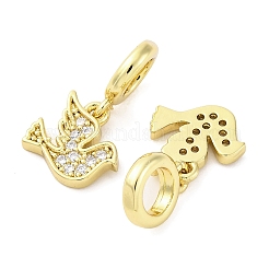 Латунь микропейв кубический цирконий европейские подвески с подвесками&nbsp;KK-D325-10G