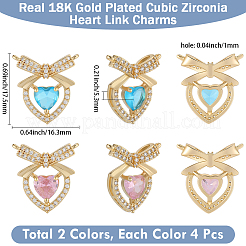 8 шт. 2 цвета латунные подвески с микропаве и кубическим цирконием&nbsp;KK-BBC0019-71