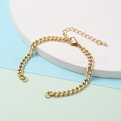 Fabbricazione di braccialetti a catena in ottone fatti a mano bicolore&nbsp;AJEW-JB00850-02