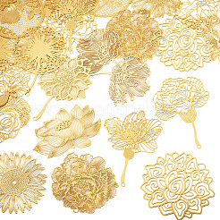 24 шт. 12 стиля латунных филигранных больших подвесок&nbsp;KKC-TA0001-05