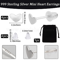 2 пара 999 изящных серебряных сережек-гвоздиков&nbsp;STER-BBC0007-55