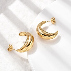 Серьги-гвоздики в форме луны из нержавеющей стали 304&nbsp;EJEW-K268-46G