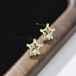 Orecchini a bottone in ottone con zirconi chiari&nbsp;EJEW-Q014-13G