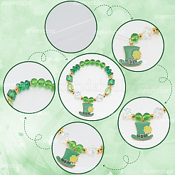 Kits de fabrication de bracelets en perles de verre à faire soi-même sur le thème de la Saint-Patrick&nbsp;DIY-SC0028-72
