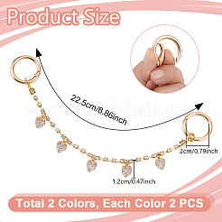 4 шт. 2-х цветные латунные цепочки-удлинители со стразами&nbsp;HJEW-GA00034