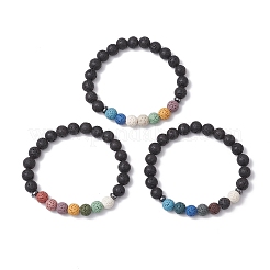 Браслеты из круглых бусин из натуральной лавы для мужчин и женщин&nbsp;BJEW-JB11748