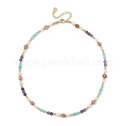 Collares de cuentas de piedras preciosas y perlas cultivadas naturales de agua dulce para mujer&nbsp;NJEW-JN06518-02