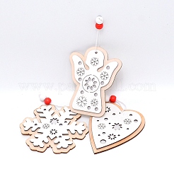 Contreplaqué sur le thème de noël avec de gros pendentifs en corde de chanvre&nbsp;WOOD-TAC0010-13