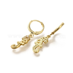 Серьги-кольца из латуни с прозрачным фианитом&nbsp;EJEW-M045-01F