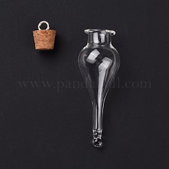 Teardrop Glaskorkflasche große Anhänger&nbsp;AJEW-A041-01A