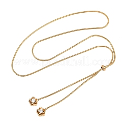 Verstellbare Lariat-Halskette aus 304er Edelstahl mit Strassblumen und runder Schlangenkette für Damen&nbsp;SA-D001-02G