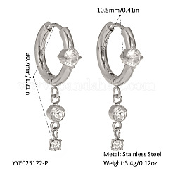 Элегантные серьги-кольца с кисточками из нержавеющей стали со стразами&nbsp;RZ2213-2