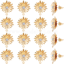 14 шт. латунная фурнитура для сережек-гвоздиков со стеклянными вставками&nbsp;KK-BBC0020-89