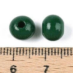 Perles rondes en bois de schima naturel peintes au pistolet&nbsp;WOOD-A018-8mm-15