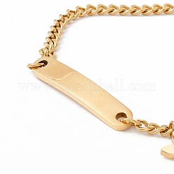 Bracciale con ciondolo a forma di rettangolo e stella in acciaio inossidabile 201 con catena a maglie per donna&nbsp;STAS-P304-19G