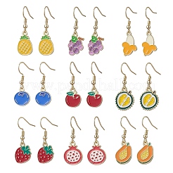 9 пара двух стилей сережек-подвесок из сплава с эмалью&nbsp;EJEW-JE06554