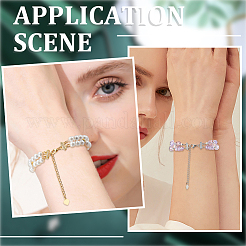 10 шт. 2-цветная латунная микропаве прозрачная кубическая циркония с цепочками&nbsp;KK-BBC0019-09