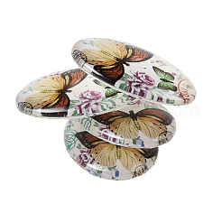 Schmetterling bedruckte Glas ovale Cabochons&nbsp;X-GGLA-N003-18x25-C42
