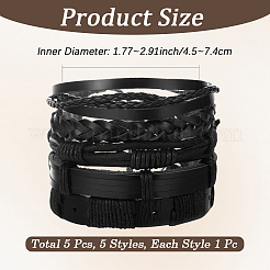 1 Beutel mit verschiedenen verstellbaren Armbändern aus geflochtenem PU-Leder in unterschiedlichen Stilen für Damen und Herren&nbsp;BJEW-CL0001-47C