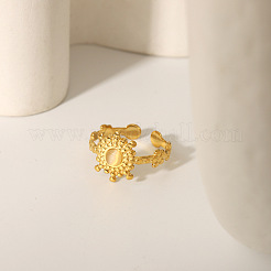 Винтажные регулируемые манжеты-кольца из нержавеющей стали 304 с натуральным камнем и цветами для женщин&nbsp;NA6440