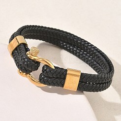 Pulseras dobles de cordón de cuero de microfibra trenzada&nbsp;BJEW-C153-01C