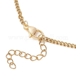 Collares para mujer con colgante de aleación con cuentas facetadas en forma de rondel de vidrio electrochapado y cadena de eslabones de acero inoxidable 304.&nbsp;NJEW-JN05764-02