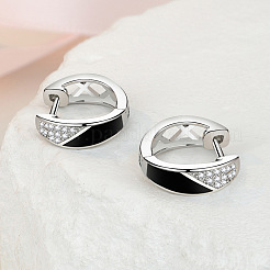 Латунные серьги-кольца с микропаве из прозрачного кубического циркония&nbsp;FS-WG71BC0-01