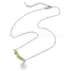Collane con ciondolo a forma di costellazione e chip di peridoto naturale&nbsp;NJEW-JN05084-06