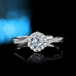 Rhodinierte 925 Sterling Silber Pavé 5.2x3.1mm Moissanit Fingerringe für Damen&nbsp;WG3CEB4-01
