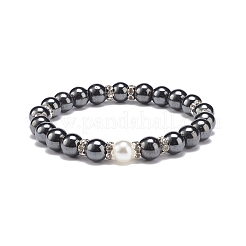 Set di braccialetti elastici con perline rotonde in pietra mista naturale e sintetica a 3 pezzo&nbsp;BJEW-JB08586