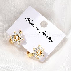 Pendientes de aro de latón con flores&nbsp;EJEW-S256-01A-G