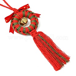 Pendentif couronne de Noël en coton macramé fait main&nbsp;HJEW-JM02654-02