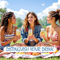 24 шт. 12-х цветные акриловые подвески для бокалов для вина&nbsp;AJEW-TA0002-93