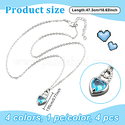 4 шт. 4-х цветные латунные ожерелья с подвеской в виде сердца из кубического циркония для женщин&nbsp;NJEW-HY0001-28