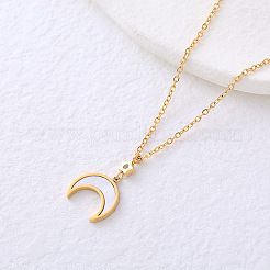 Ожерелья из нержавеющей стали с подвеской в виде луны из натуральной белой ракушки для женщин&nbsp;ZT5606