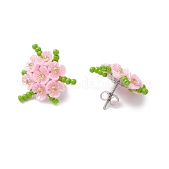 Серьги-гвоздики в форме цветка из нержавеющей стали 304 EJEW-MZ00457-04