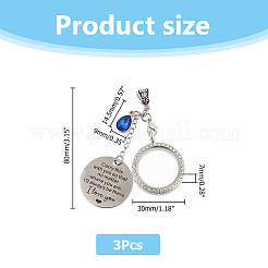 3 шт. плоская круглая подвеска-медальон из сплава со стразами&nbsp;PALLOY-HS00011