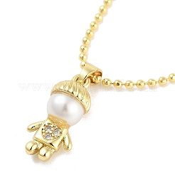 Colliers à pendentif en zircone cubique transparent micro pavé en laiton&nbsp;NJEW-Z035-01A-G