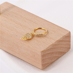 Orecchini a cerchio pendenti in ottone micro pavé con zirconi cubici trasparenti&nbsp;WG50B47-01