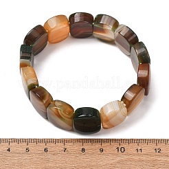 Bracelets extensibles en perles ovales d'agate naturelle rubanée (teinte et chauffée) pour femmes et hommes&nbsp;GG-CBA9ACE-A12