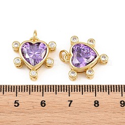 Circonita cúbica micro pavé de latón con colgantes de vidrio&nbsp;KK-L275-62G-01