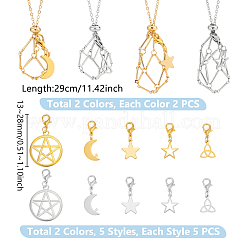4 Stück 4 Stile 304 Edelstahl Kabelkette/Stab Gliederkette Makramee Beutel Halskette Herstellung&nbsp;NJEW-UN00002