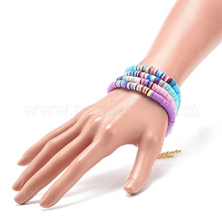 Braccialetto di perline heishi surfer fatto a mano in argilla polimerica 4 pz 4 colori&nbsp;BJEW-JB08635