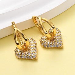 Orecchini a cerchio in ottone con zirconi cubici chiari micro pavè&nbsp;EJEW-D322-08G