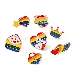7 шт. 7 стиля эмалевых значков с радужной тематикой&nbsp;JEWB-FP0001-04