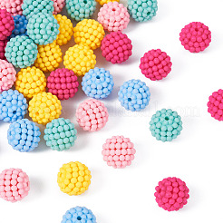 50шт 5 цвета прорезиненные акриловые бусины&nbsp;SACR-TA0001-32