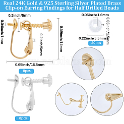 16шт 2 цвета латунные клипсы для серег&nbsp;KK-BBC0022-29