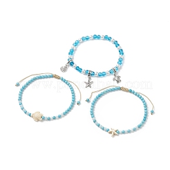 Set di cavigliere in turchese sintetico e howlite naturale a tema oceano&nbsp;AJEW-AN00505