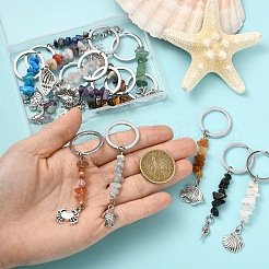 14 шт. подвесных украшений из натуральных и синтетических драгоценных камней&nbsp;HJEW-YW00196